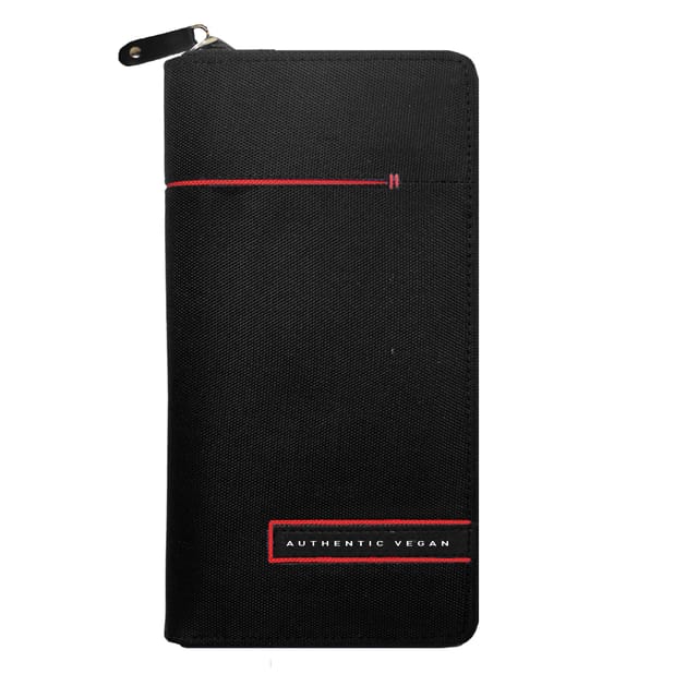 VEGAN Artificial Leather Black & Red Card Holder For Men & Women