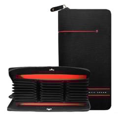 VEGAN Artificial Leather Black & Red Card Holder For Men & Women