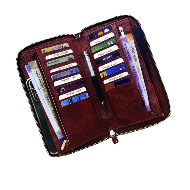 MATSS Artificial Leather RFID Protected Document Holder[Burgundy]