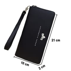 VEGAN Leather RFID Protected Black Wallet/Purse/Clutch/Handbag For Women