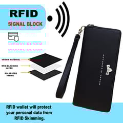 VEGAN Leather RFID Protected Black Wallet/Purse/Clutch/Handbag For Women