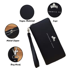 VEGAN Leather RFID Protected Black Wallet/Purse/Clutch/Handbag For Women