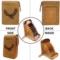 ABYS Genuine Leather RFID Protected Tan Card Holder Wallet For Men & Women
