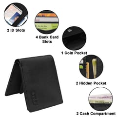 ABYS Genuine Leather RFID Protected Black Wallet For Men