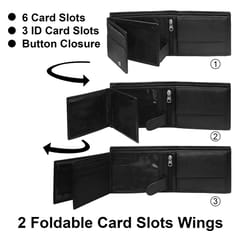 ABYS RFID Protected Genuine Leather Black Wallet For Men