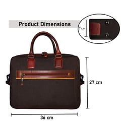 ABYS Genuine Leather & Canvas Brown Laptop Bag[14 Inch]