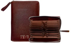ABYS Genuine Leather Coffee Brown Card Holder for Men and Women