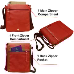 ABYS Genuine Leather Light Burgundy Messenger Bag