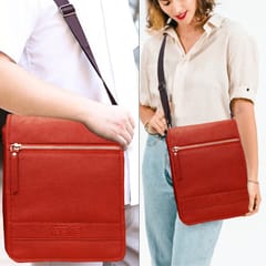 ABYS Genuine Leather Light Burgundy Messenger Bag