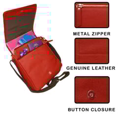 ABYS Genuine Leather Light Burgundy Messenger Bag