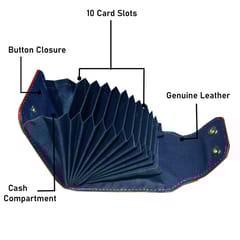 ABYS Genuine Leather RFID Protected Blue Card Holder Wallet For Men & Women