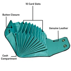 ABYS Genuine Leather RFID Protected Teal Card Holder Wallet For Men & Women