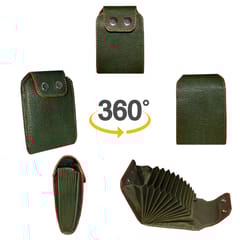 ABYS Genuine Leather RFID Protected Green Card Holder Wallet For Men & Women