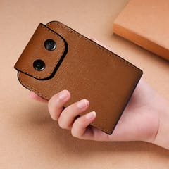 ABYS Genuine Leather RFID Protected Tan Card Holder Wallet For Men & Women