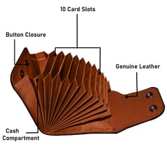 ABYS Genuine Leather RFID Protected Tan Card Holder Wallet For Men & Women