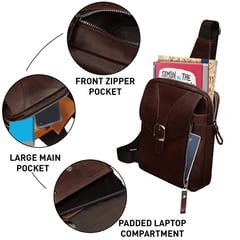 ABYS Genuine Leather Coffee color Body Bag