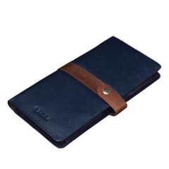 ABYS Genuine Leather Blue-Tan Passport Wallet||Document Holder for Men and Women