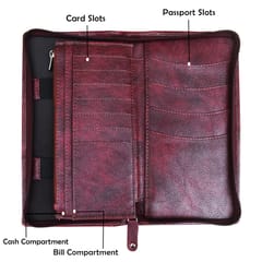 MATSS Presents Artificial Leather Bi-fold RFID Protected Passport Holder Wallet with Zipper Closure for Men and Women