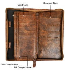 MATSS  Artificial Leather Bi-fold RFID Protected Passport Holder Wallet with Zipper Closure for Men and Women