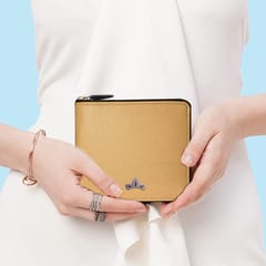 VEGAN Leather RFID Protected Cream Metallic Zipper Wallet/Purse/Money Bag For Women