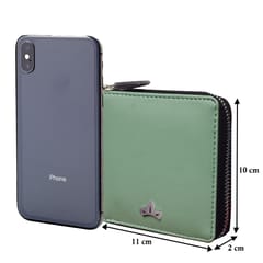 VEGAN Leather RFID Protected Sea Green Metallic Zipper Wallet/Purse/Money Bag For Women