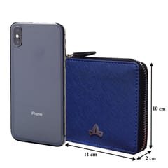 VEGAN Leather RFID Protected Royal Blue Metallic Zipper Wallet/Purse/Money Bag For Women