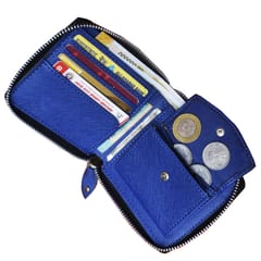 VEGAN Leather RFID Protected Royal Blue Metallic Zipper Wallet/Purse/Money Bag For Women