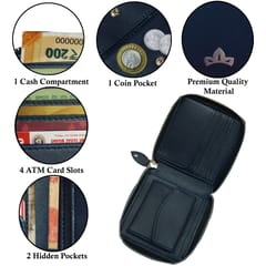 VEGAN Leather RFID Protected Plain Teal Metallic Zipper Wallet/Purse/Money Bag For Women