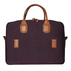 VEGAN Brown Leather & Wine Fabric Laptop Messenger Bag For Women