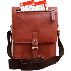ABYS Genuine Leather Light Burgundy Messenger Bag
