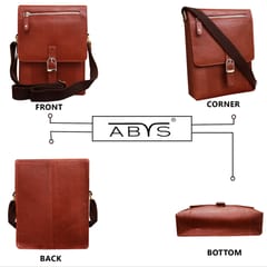 ABYS Genuine Leather Light Burgundy Messenger Bag
