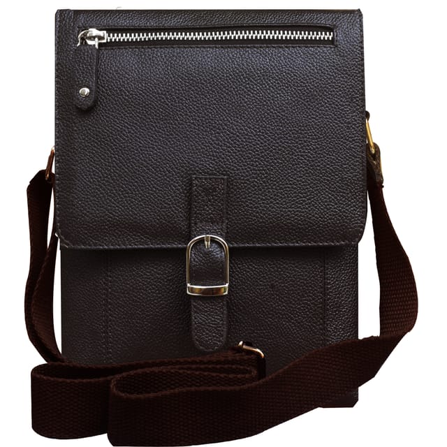 ABYS Genuine Leather Coffee Messenger Bag