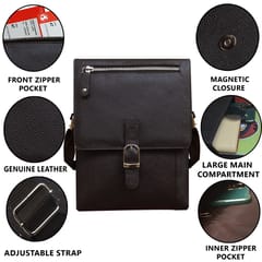 ABYS Genuine Leather Coffee Messenger Bag