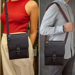 ABYS Genuine Leather Coffee Messenger Bag