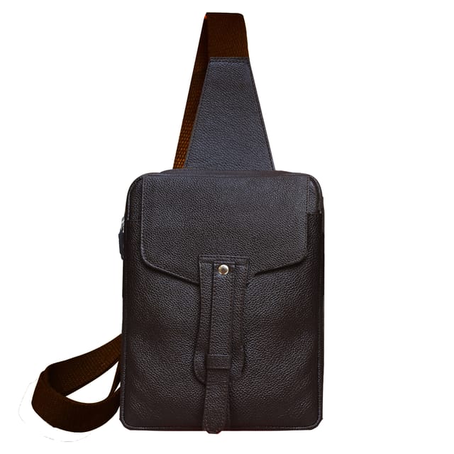 ABYS Genuine Leather Chest Bag for Men & Women (Coffee Brown)