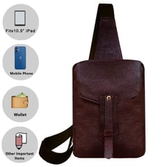 ABYS Genuine Leather Chest Bag for Men & Women (Dark Brown)