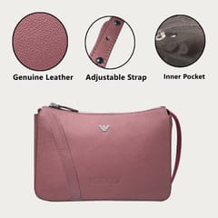 ABYS Genuine Leather Sling Bag for Women[Pink]