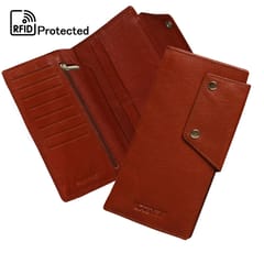 ABYS Genuine Leather RFID Protected Light Brown Card Holder