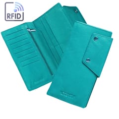 ABYS Genuine Leather RFID Protected Teal Card Holder