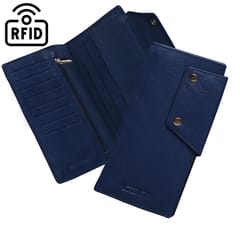 ABYS Genuine Leather RFID Protected Navy Blue Card Holder