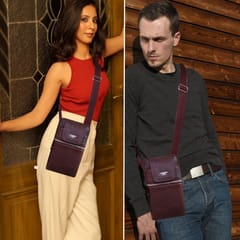 ABYS Genuine Leather Dark Brown Vertical Passport/Mobile Pouch Cum Waist Bag for Men & Women