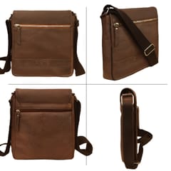 ABYS Genuine Leather Tan Messenger Bag