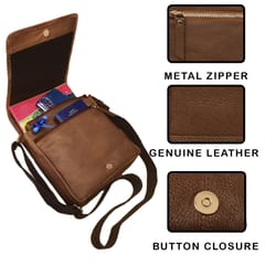 ABYS Genuine Leather Tan Messenger Bag