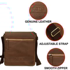 ABYS Genuine Leather Tan Messenger Bag