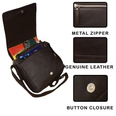 ABYS Genuine Leather Coffee Messenger Bag