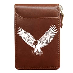 ABYS Genuine Leather RFID Protected Tan Hunter Credit||Debit||Smart||ATM Card Holder Wallet with Metallic Zipper Closure for Men & Women