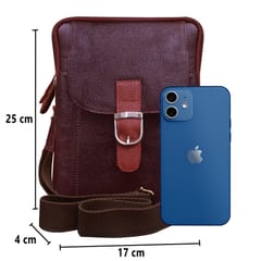 ABYS Genuine Leather Dark Brown Sling & Cross-Body Bag ||Messenger Bags For Men And Women
