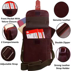 ABYS Genuine Leather Dark Brown Sling & Cross-Body Bag ||Messenger Bags For Men And Women