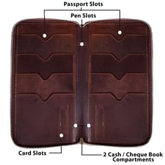 ABYS Genuine Leather Wine Passport Holder Wallet for Men & Women