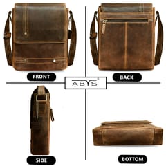 ABYS Genuine Leather Sling Messenger Sholder Cross-Body Bag For Men & Women